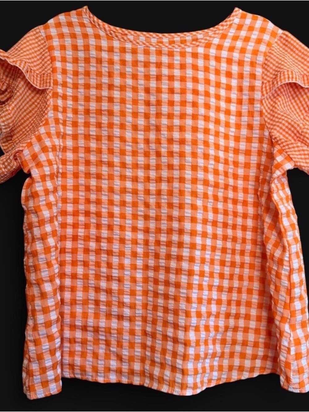 Cozy Autumn Orange Gingham
Checkered Blouse Prairie Boho Top 2x
